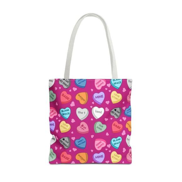 Taylor-Devotee Conversation Heart Tote Bag Accessory for Fans of Love Songs - Picture 1 of 4